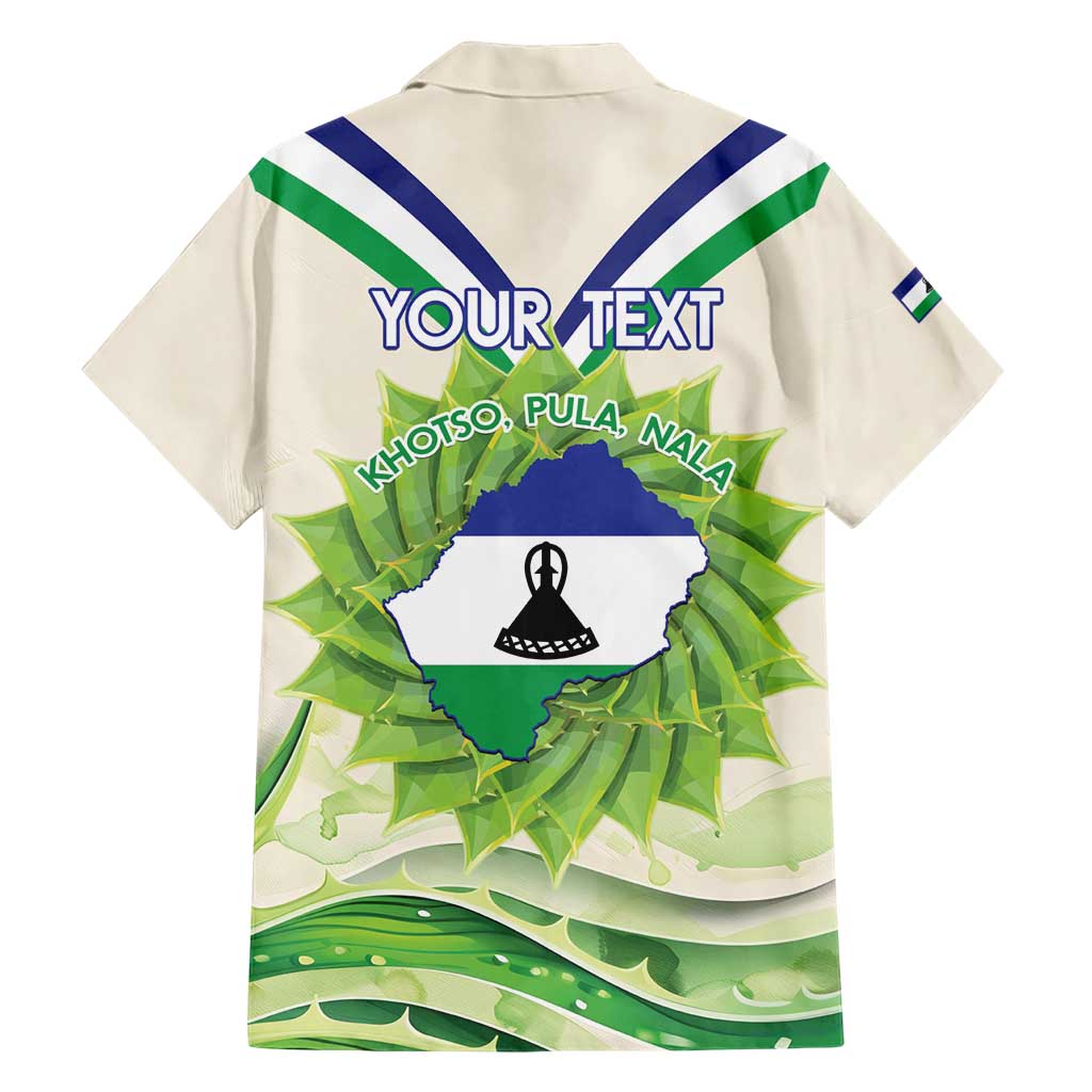 Personalised Lesotho Independence Day Hawaiian Shirt Aloe Polyphylla Mix Coat Of Arms - Wonder Print Shop