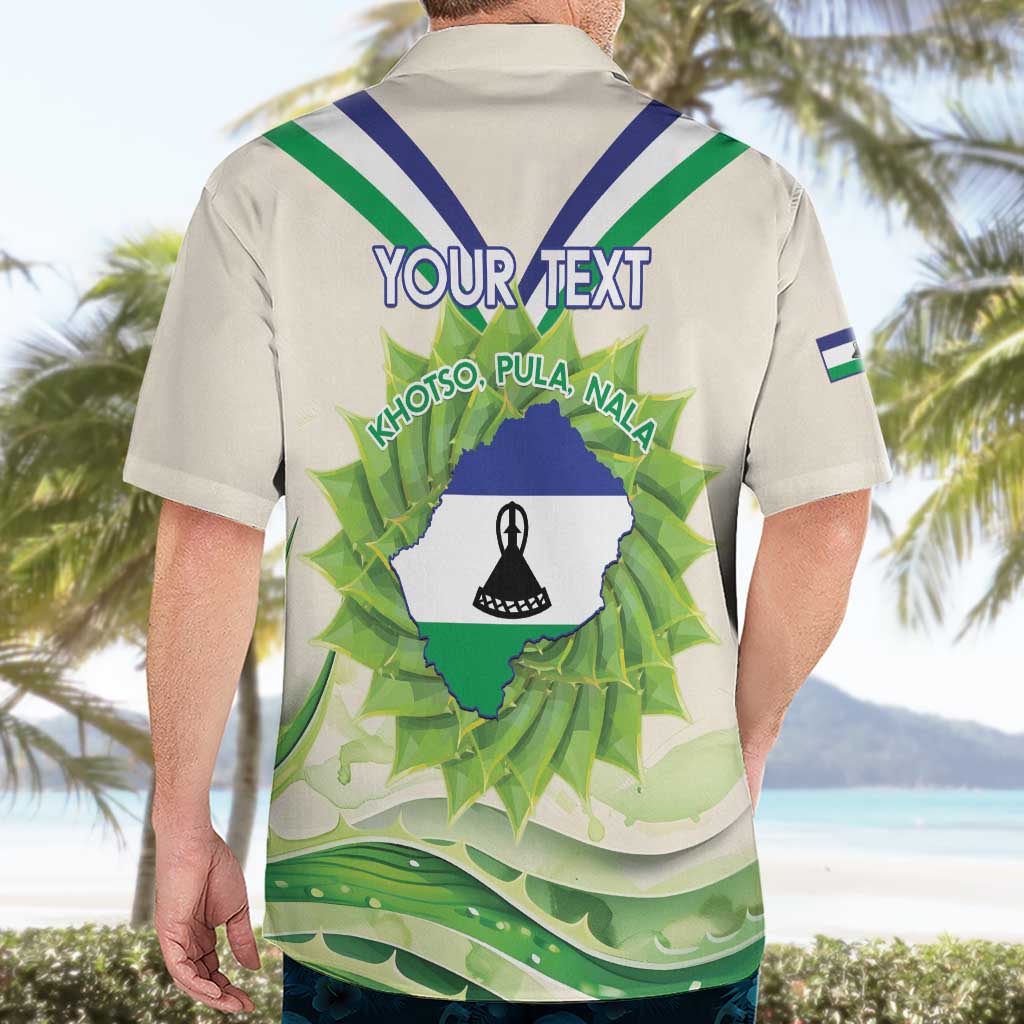 Personalised Lesotho Independence Day Hawaiian Shirt Aloe Polyphylla Mix Coat Of Arms - Wonder Print Shop