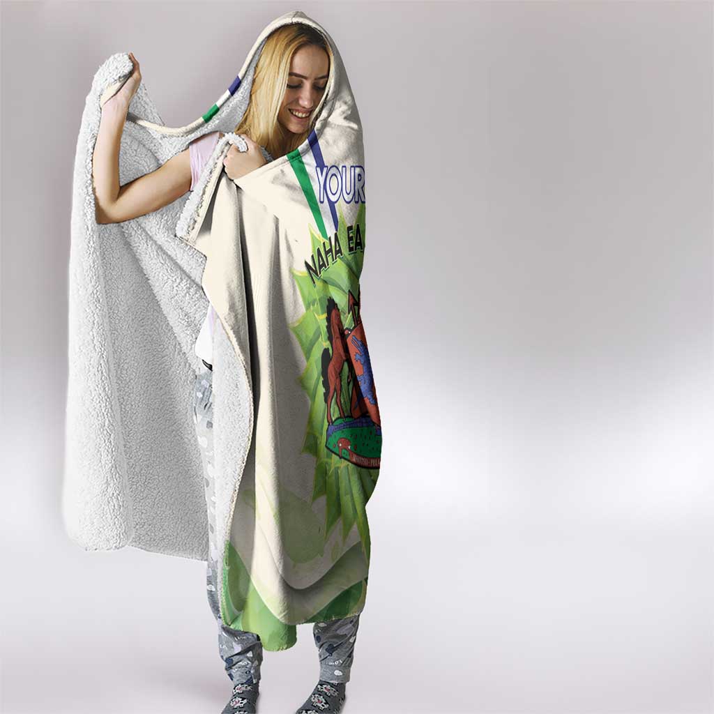 Personalised Lesotho Independence Day Hooded Blanket Aloe Polyphylla Mix Coat Of Arms