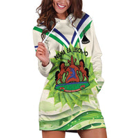 Personalised Lesotho Independence Day Hoodie Dress Aloe Polyphylla Mix Coat Of Arms - Wonder Print Shop