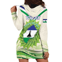 Personalised Lesotho Independence Day Hoodie Dress Aloe Polyphylla Mix Coat Of Arms - Wonder Print Shop