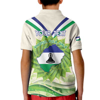 Personalised Lesotho Independence Day Kid Polo Shirt Aloe Polyphylla Mix Coat Of Arms - Wonder Print Shop
