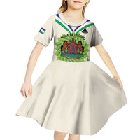 Personalised Lesotho Independence Day Kid Short Sleeve Dress Aloe Polyphylla Mix Coat Of Arms - Wonder Print Shop