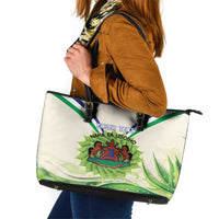 Personalised Lesotho Independence Day Leather Tote Bag Aloe Polyphylla Mix Coat Of Arms - Wonder Print Shop