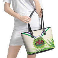 Personalised Lesotho Independence Day Leather Tote Bag Aloe Polyphylla Mix Coat Of Arms - Wonder Print Shop
