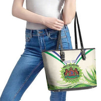 Personalised Lesotho Independence Day Leather Tote Bag Aloe Polyphylla Mix Coat Of Arms - Wonder Print Shop