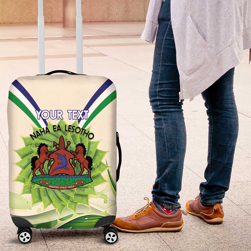 Personalised Lesotho Independence Day Luggage Cover Aloe Polyphylla Mix Coat Of Arms - Wonder Print Shop