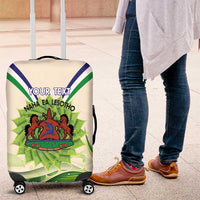 Personalised Lesotho Independence Day Luggage Cover Aloe Polyphylla Mix Coat Of Arms - Wonder Print Shop