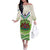 Personalised Lesotho Independence Day Off The Shoulder Long Sleeve Dress Aloe Polyphylla Mix Coat Of Arms - Wonder Print Shop