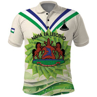 Personalised Lesotho Independence Day Polo Shirt Aloe Polyphylla Mix Coat Of Arms - Wonder Print Shop