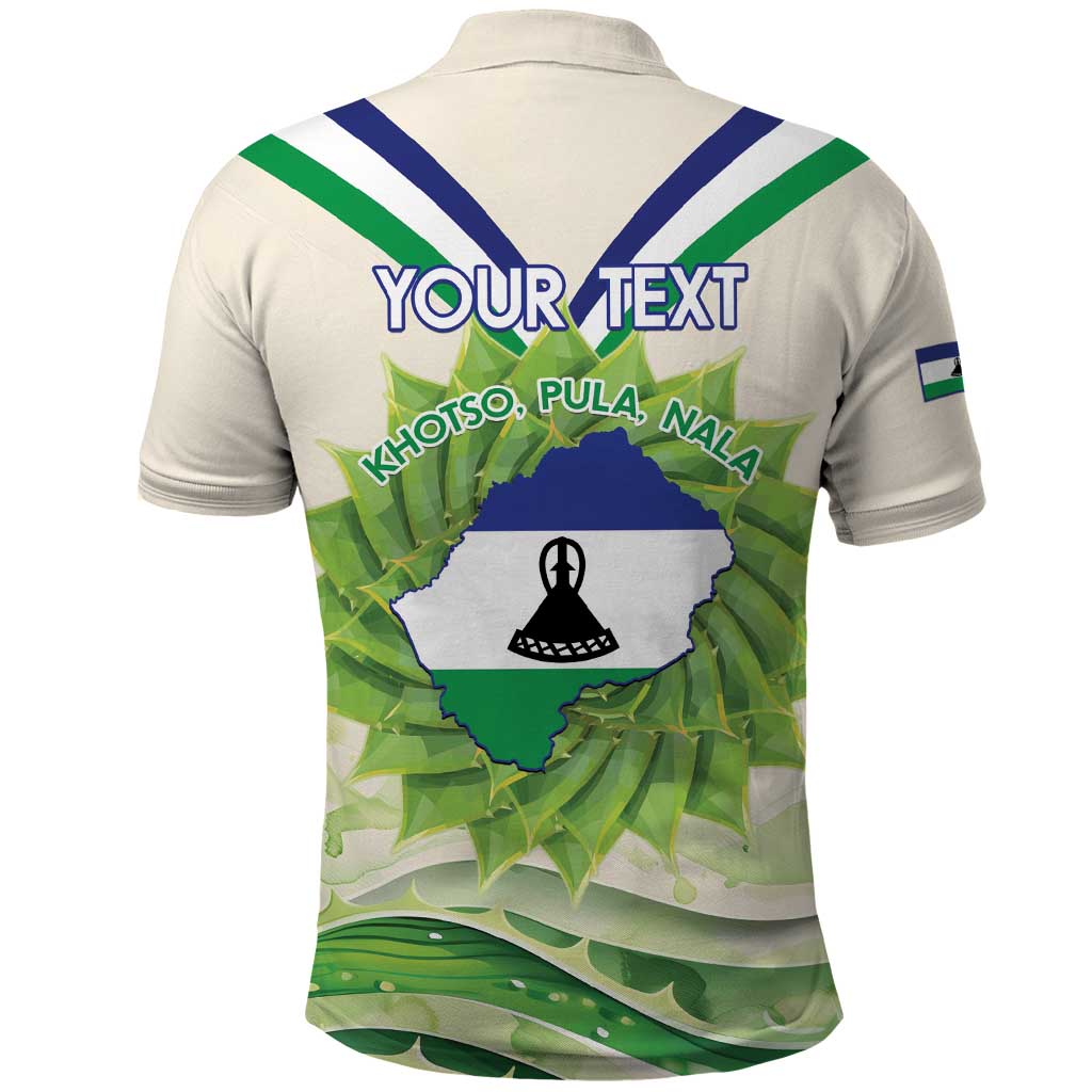 Personalised Lesotho Independence Day Polo Shirt Aloe Polyphylla Mix Coat Of Arms - Wonder Print Shop