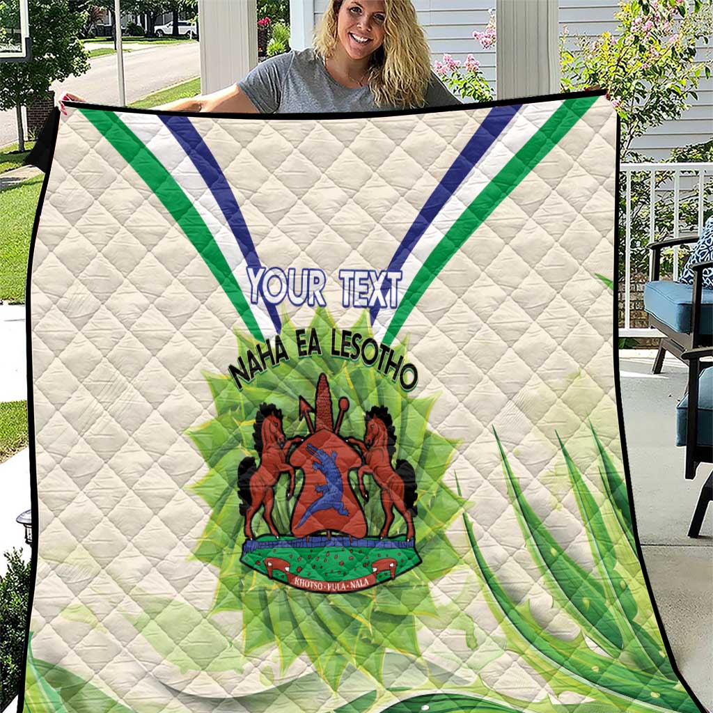 Personalised Lesotho Independence Day Quilt Aloe Polyphylla Mix Coat Of Arms - Wonder Print Shop