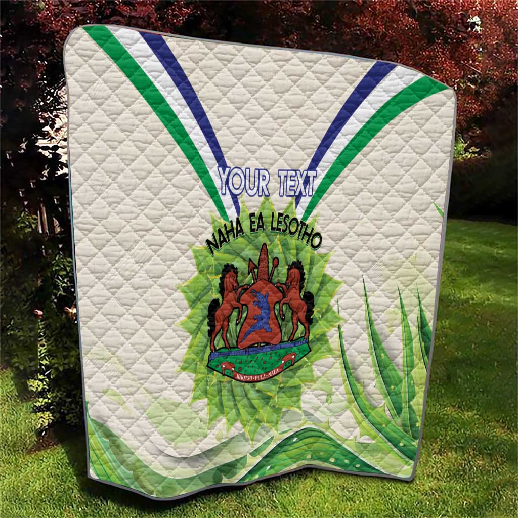 Personalised Lesotho Independence Day Quilt Aloe Polyphylla Mix Coat Of Arms - Wonder Print Shop