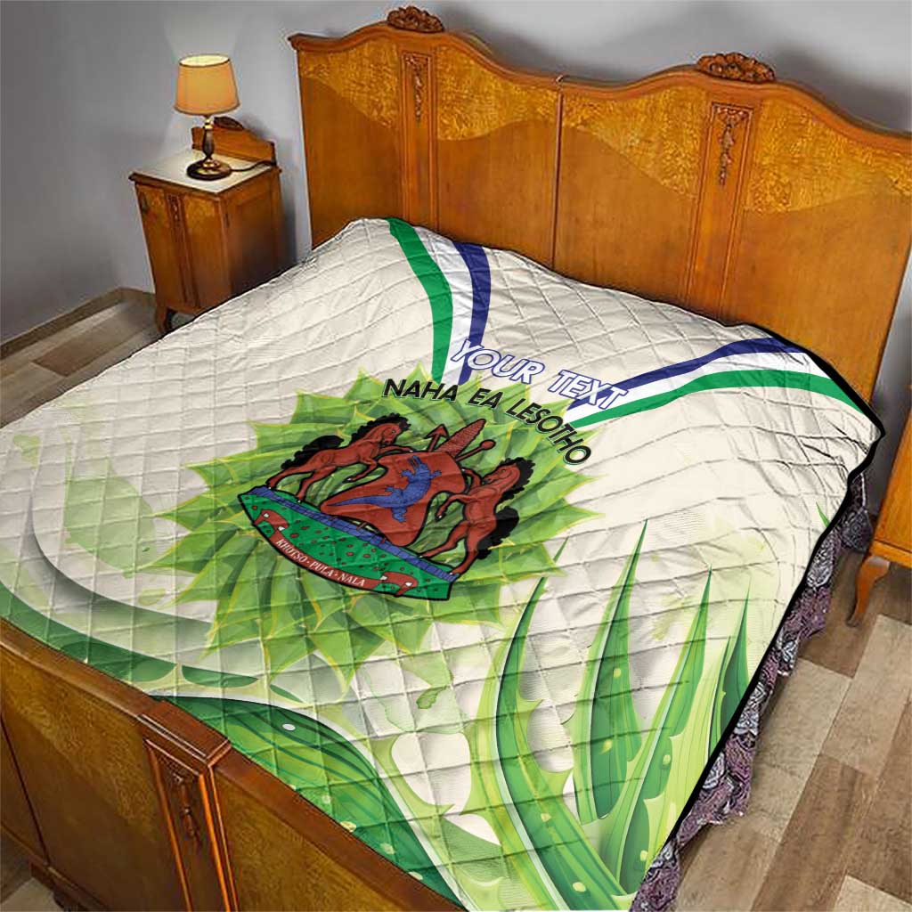 Personalised Lesotho Independence Day Quilt Aloe Polyphylla Mix Coat Of Arms - Wonder Print Shop