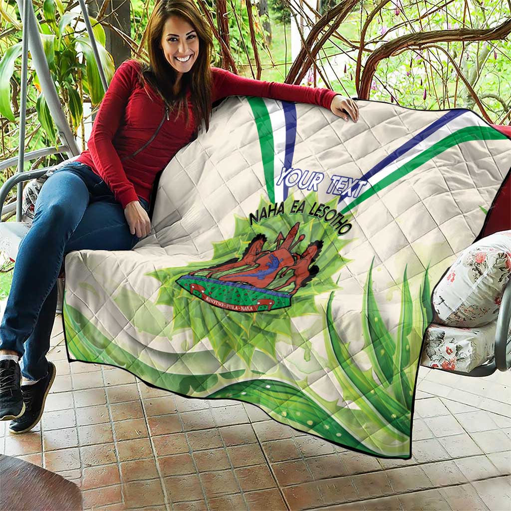 Personalised Lesotho Independence Day Quilt Aloe Polyphylla Mix Coat Of Arms - Wonder Print Shop