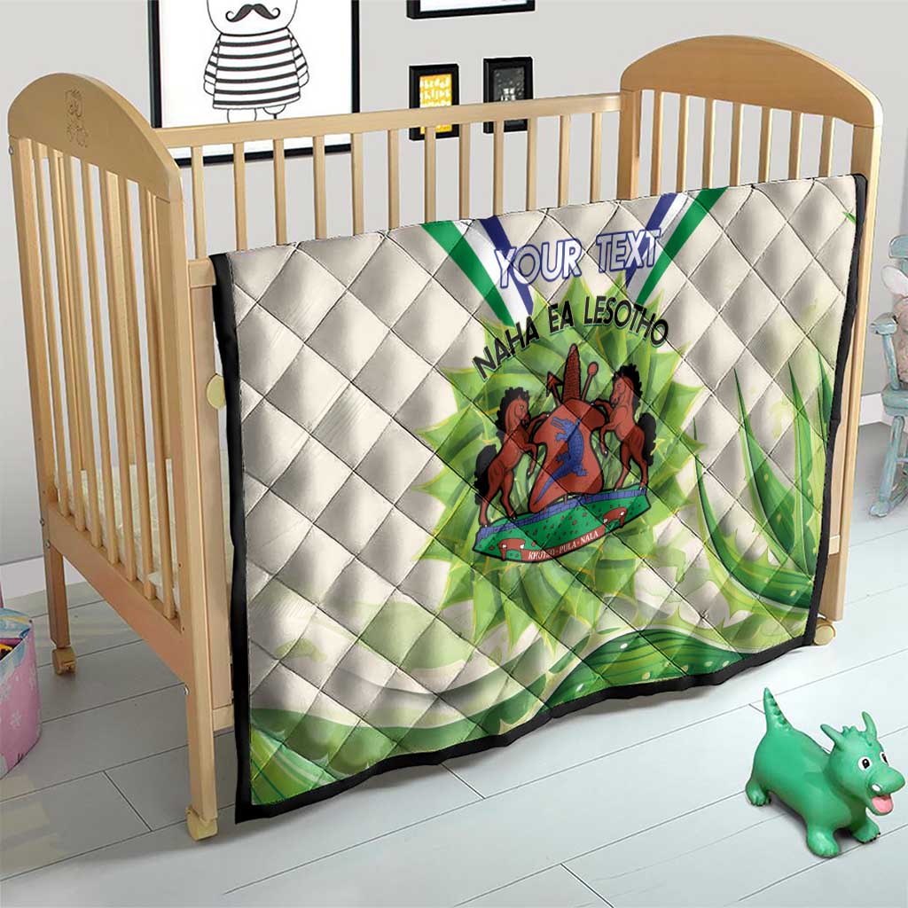 Personalised Lesotho Independence Day Quilt Aloe Polyphylla Mix Coat Of Arms - Wonder Print Shop