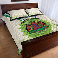 Personalised Lesotho Independence Day Quilt Bed Set Aloe Polyphylla Mix Coat Of Arms - Wonder Print Shop