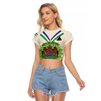 Personalised Lesotho Independence Day Raglan Cropped T Shirt Aloe Polyphylla Mix Coat Of Arms - Wonder Print Shop