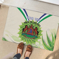 Personalised Lesotho Independence Day Rubber Doormat Aloe Polyphylla Mix Coat Of Arms - Wonder Print Shop