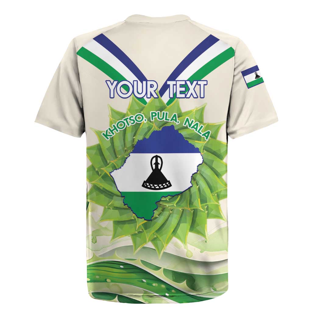 Personalised Lesotho Independence Day Rugby Jersey Aloe Polyphylla Mix Coat Of Arms - Wonder Print Shop