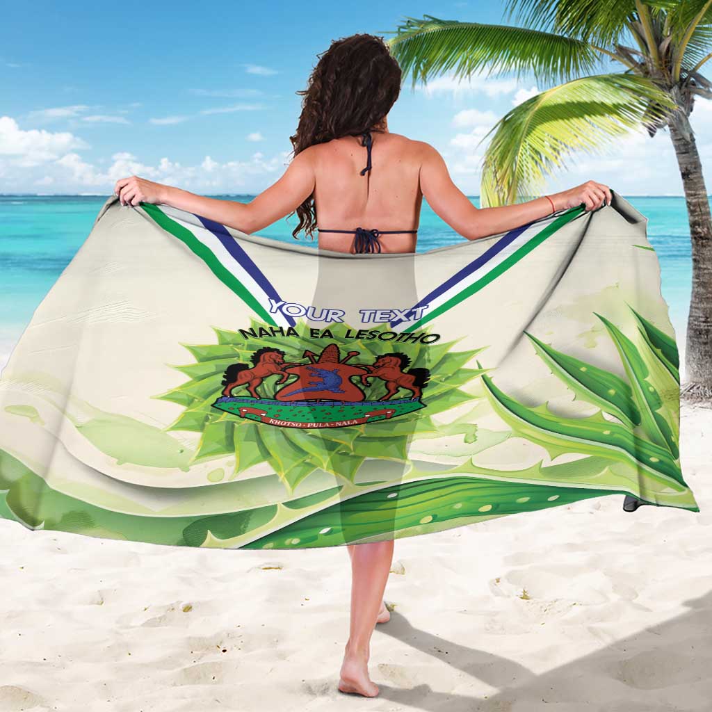 Personalised Lesotho Independence Day Sarong Aloe Polyphylla Mix Coat Of Arms - Wonder Print Shop
