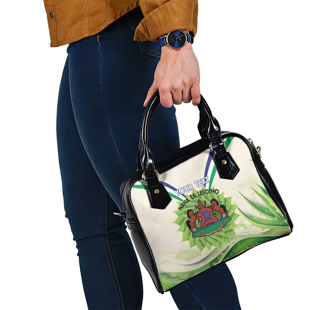 Personalised Lesotho Independence Day Shoulder Handbag Aloe Polyphylla Mix Coat Of Arms