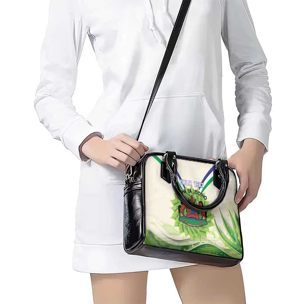 Personalised Lesotho Independence Day Shoulder Handbag Aloe Polyphylla Mix Coat Of Arms