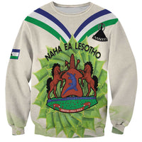 Personalised Lesotho Independence Day Sweatshirt Aloe Polyphylla Mix Coat Of Arms - Wonder Print Shop