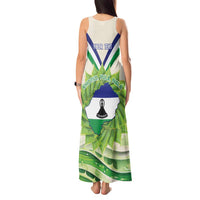 Personalised Lesotho Independence Day Tank Maxi Dress Aloe Polyphylla Mix Coat Of Arms - Wonder Print Shop