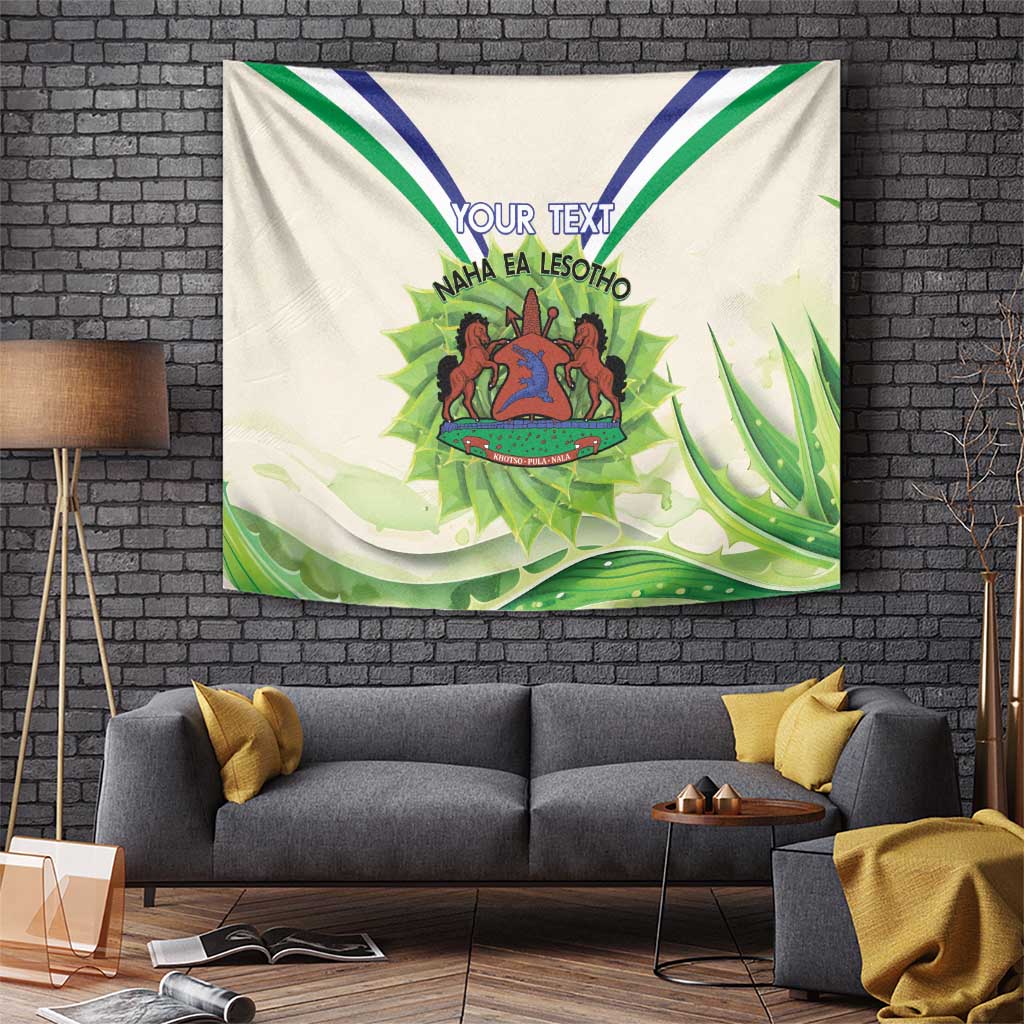 Personalised Lesotho Independence Day Tapestry Aloe Polyphylla Mix Coat Of Arms - Wonder Print Shop