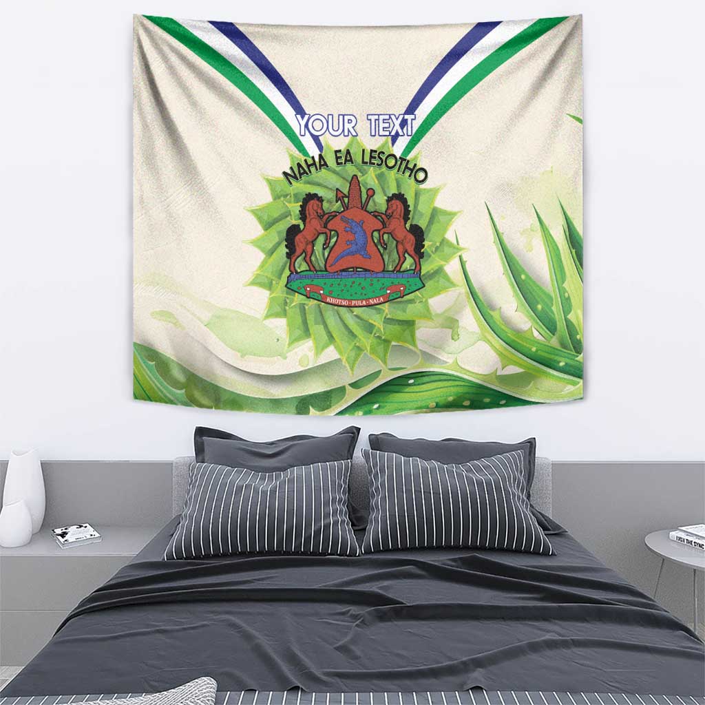 Personalised Lesotho Independence Day Tapestry Aloe Polyphylla Mix Coat Of Arms - Wonder Print Shop