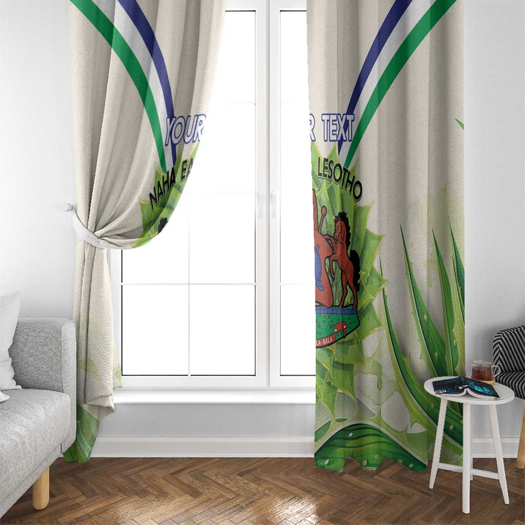 Personalised Lesotho Independence Day Window Curtain Aloe Polyphylla Mix Coat Of Arms - Wonder Print Shop