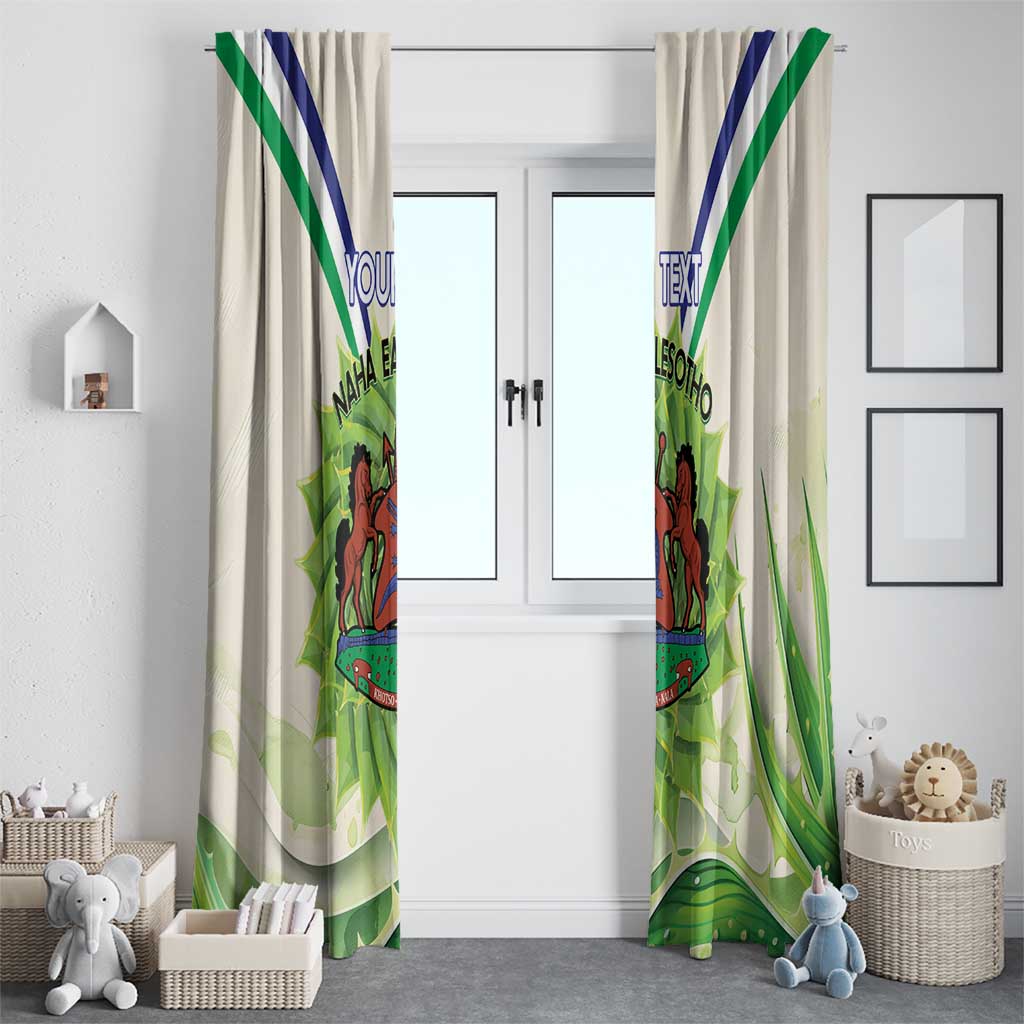 Personalised Lesotho Independence Day Window Curtain Aloe Polyphylla Mix Coat Of Arms - Wonder Print Shop