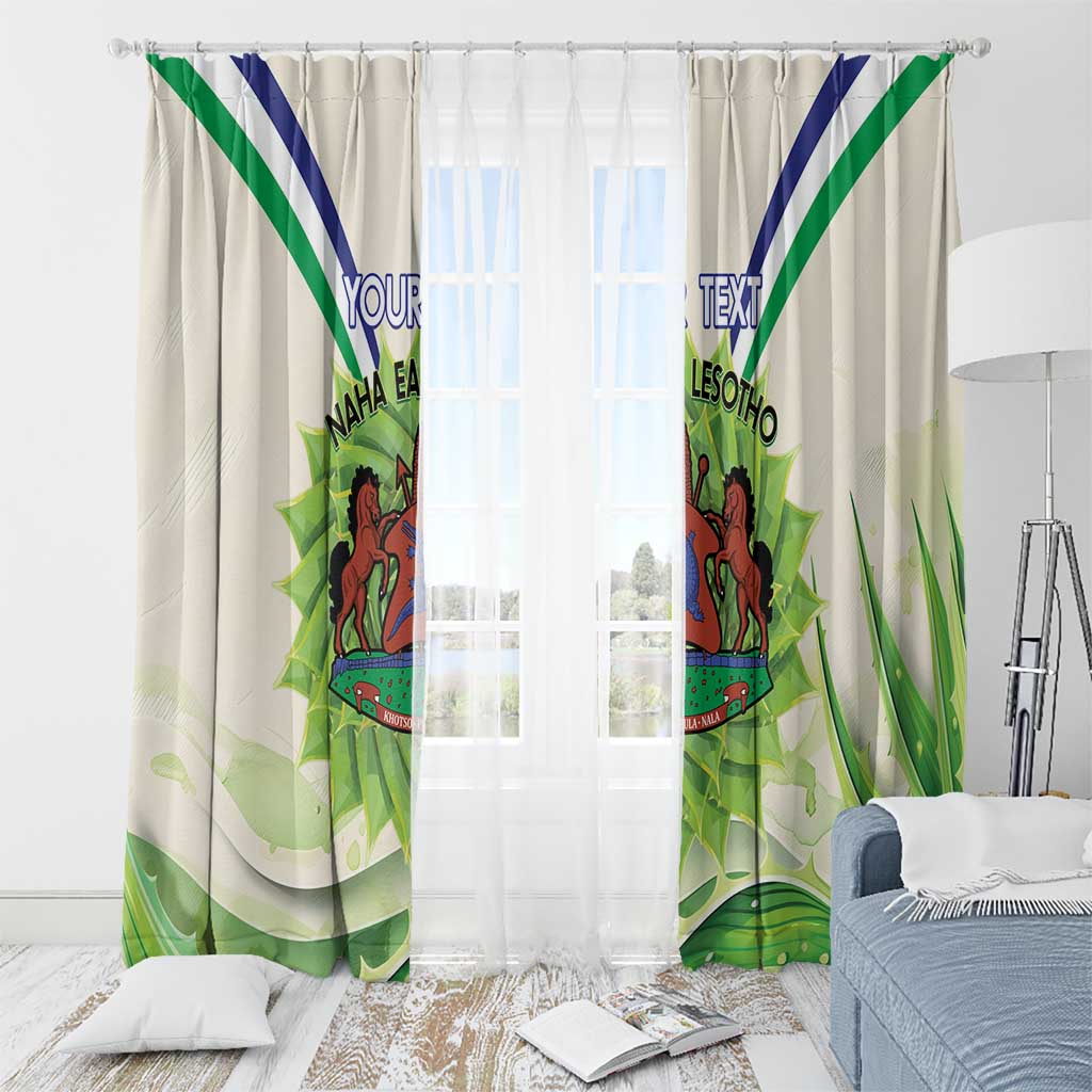 Personalised Lesotho Independence Day Window Curtain Aloe Polyphylla Mix Coat Of Arms - Wonder Print Shop