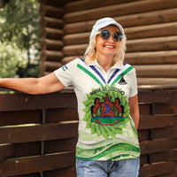 Personalised Lesotho Independence Day Women Polo Shirt Aloe Polyphylla Mix Coat Of Arms - Wonder Print Shop