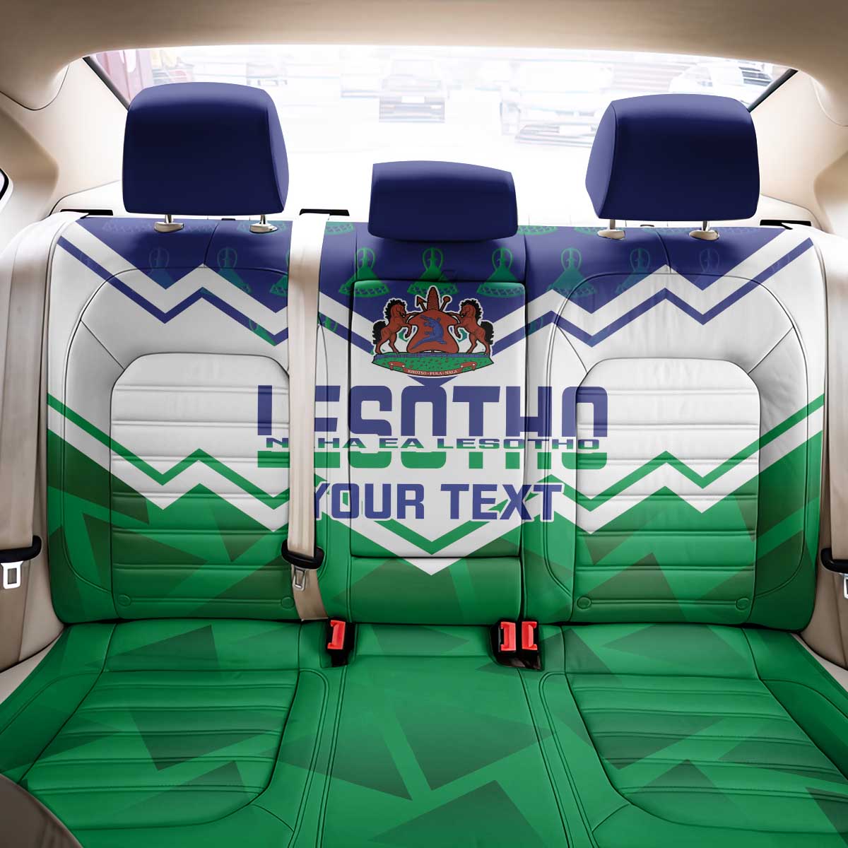 Personalised Lesotho Independence Day Back Car Seat Cover Naha ea Lesotho Proud - Wonder Print Shop