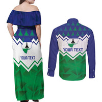 Personalised Lesotho Independence Day Couples Matching Off Shoulder Maxi Dress and Long Sleeve Button Shirt Naha ea Lesotho Proud - Wonder Print Shop