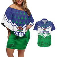 Personalised Lesotho Independence Day Couples Matching Off Shoulder Short Dress and Hawaiian Shirt Naha ea Lesotho Proud - Wonder Print Shop