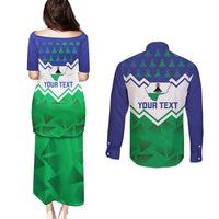 Personalised Lesotho Independence Day Couples Matching Puletasi and Long Sleeve Button Shirt Naha ea Lesotho Proud - Wonder Print Shop