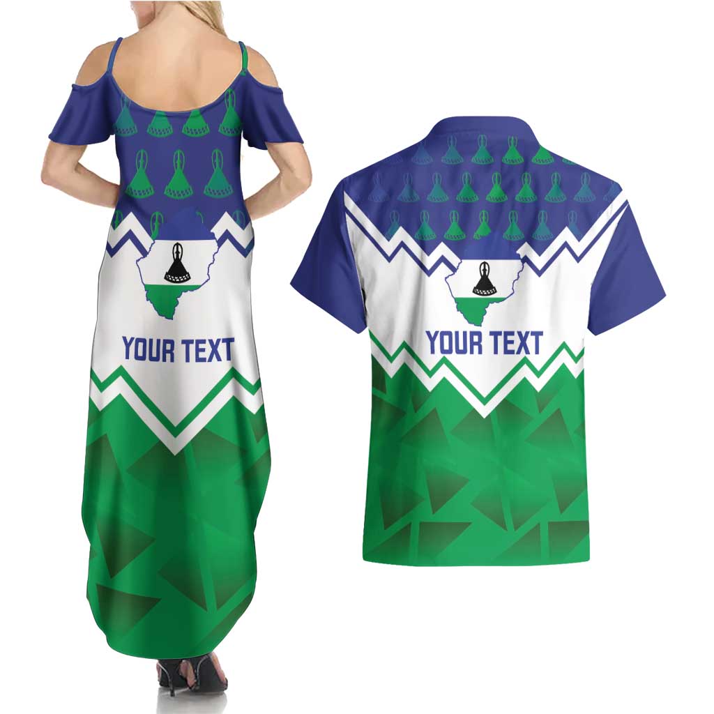 Personalised Lesotho Independence Day Couples Matching Summer Maxi Dress and Hawaiian Shirt Naha ea Lesotho Proud - Wonder Print Shop