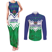 Personalised Lesotho Independence Day Couples Matching Tank Maxi Dress and Long Sleeve Button Shirt Naha ea Lesotho Proud - Wonder Print Shop