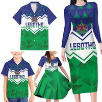 Personalised Lesotho Independence Day Family Matching Long Sleeve Bodycon Dress and Hawaiian Shirt Naha ea Lesotho Proud - Wonder Print Shop