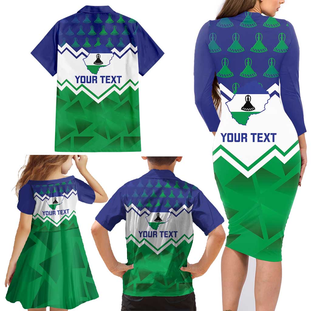 Personalised Lesotho Independence Day Family Matching Long Sleeve Bodycon Dress and Hawaiian Shirt Naha ea Lesotho Proud - Wonder Print Shop
