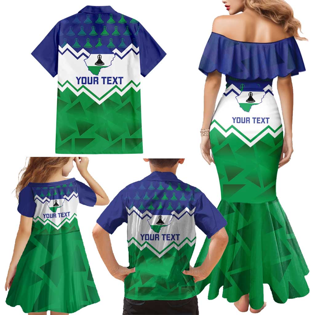 Personalised Lesotho Independence Day Family Matching Mermaid Dress and Hawaiian Shirt Naha ea Lesotho Proud - Wonder Print Shop
