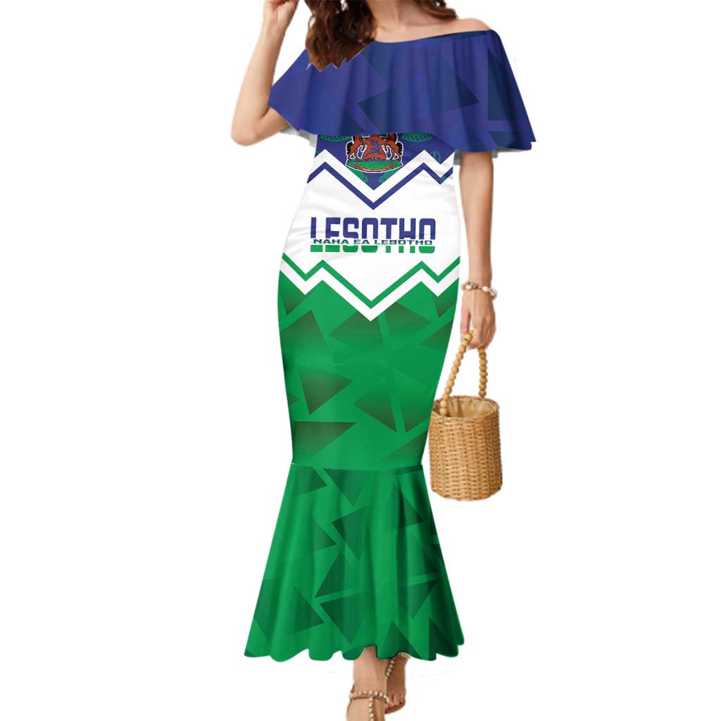 Personalised Lesotho Independence Day Family Matching Mermaid Dress and Hawaiian Shirt Naha ea Lesotho Proud - Wonder Print Shop