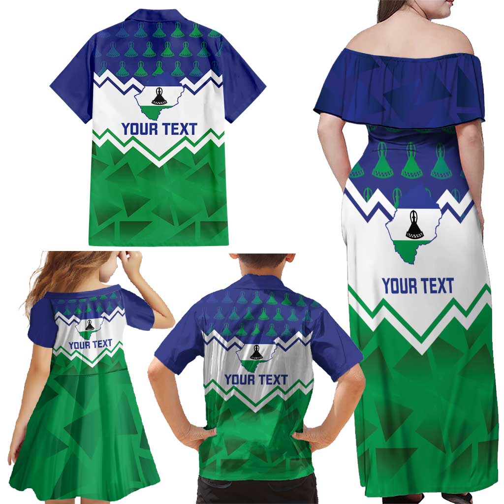 Personalised Lesotho Independence Day Family Matching Off Shoulder Maxi Dress and Hawaiian Shirt Naha ea Lesotho Proud - Wonder Print Shop