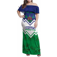 Personalised Lesotho Independence Day Family Matching Off Shoulder Maxi Dress and Hawaiian Shirt Naha ea Lesotho Proud - Wonder Print Shop