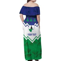 Personalised Lesotho Independence Day Family Matching Off Shoulder Maxi Dress and Hawaiian Shirt Naha ea Lesotho Proud - Wonder Print Shop