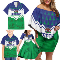 Personalised Lesotho Independence Day Family Matching Off Shoulder Short Dress and Hawaiian Shirt Naha ea Lesotho Proud - Wonder Print Shop