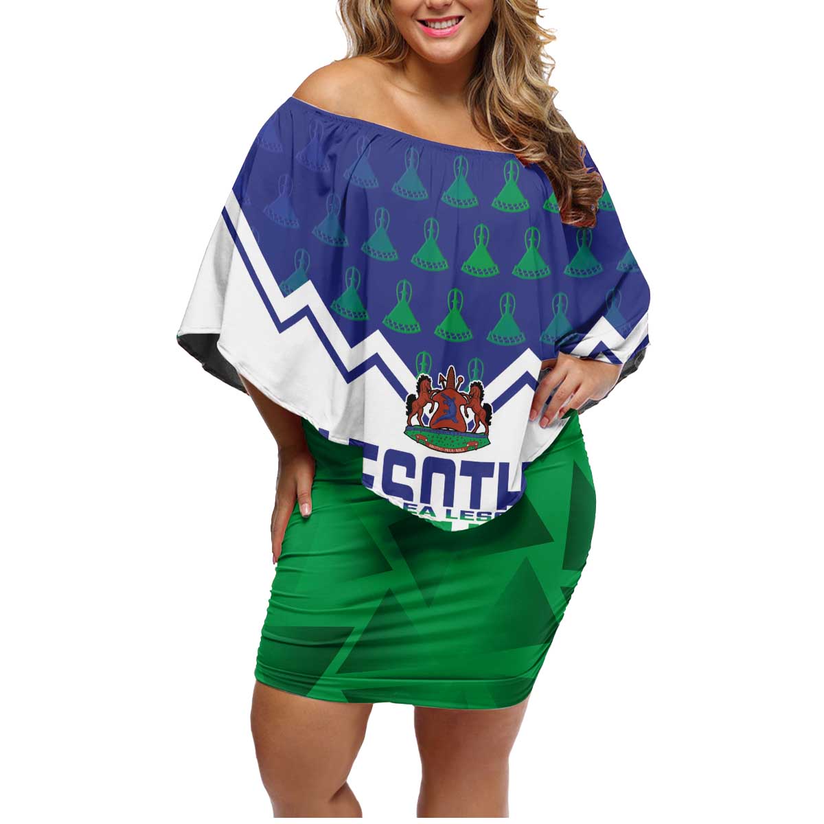 Personalised Lesotho Independence Day Family Matching Off Shoulder Short Dress and Hawaiian Shirt Naha ea Lesotho Proud - Wonder Print Shop
